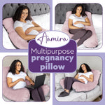 U Shaped Pregnancy Pillow, 135x75x20cm Shredded Memory Foam Full Body Maternity Cushion For Sleeping | U Shape | Pink