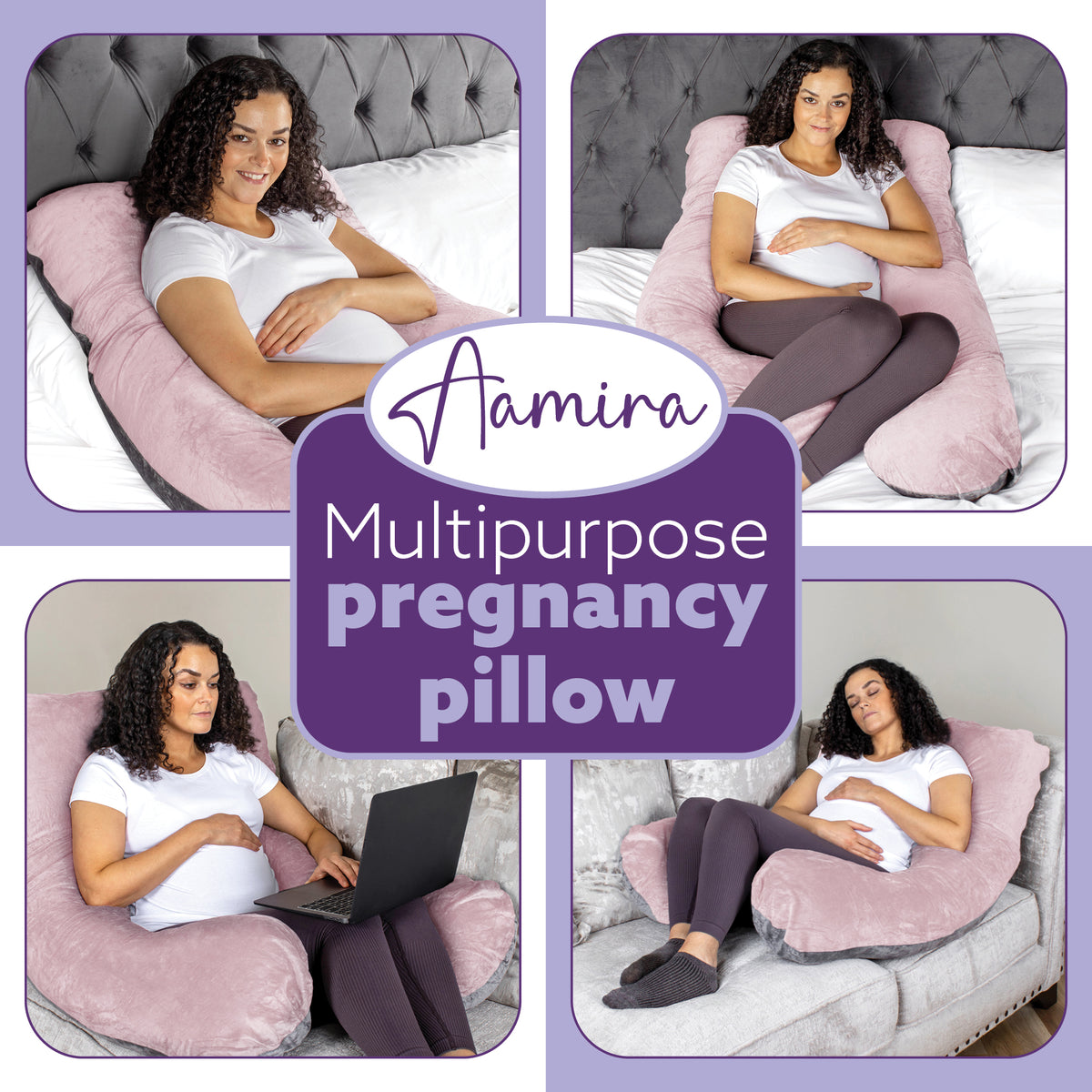 U Shaped Pregnancy Pillow, 135x75x20cm Shredded Memory Foam Full Body Maternity Cushion For Sleeping | U Shape | Pink