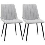 HOMCOM Linen Upholstered Dining Chairs, Steel Legs