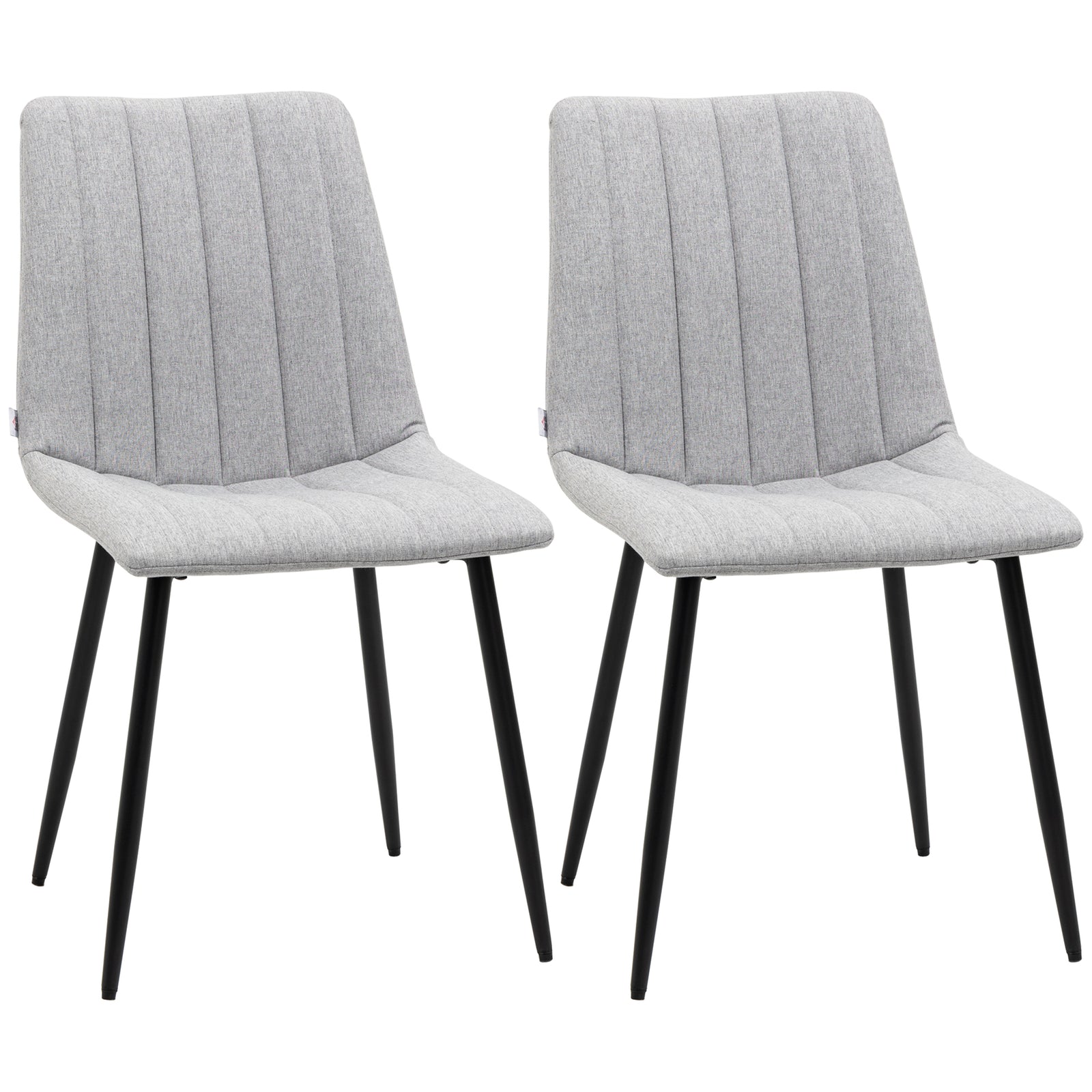 HOMCOM Linen Upholstered Dining Chairs, Steel Legs