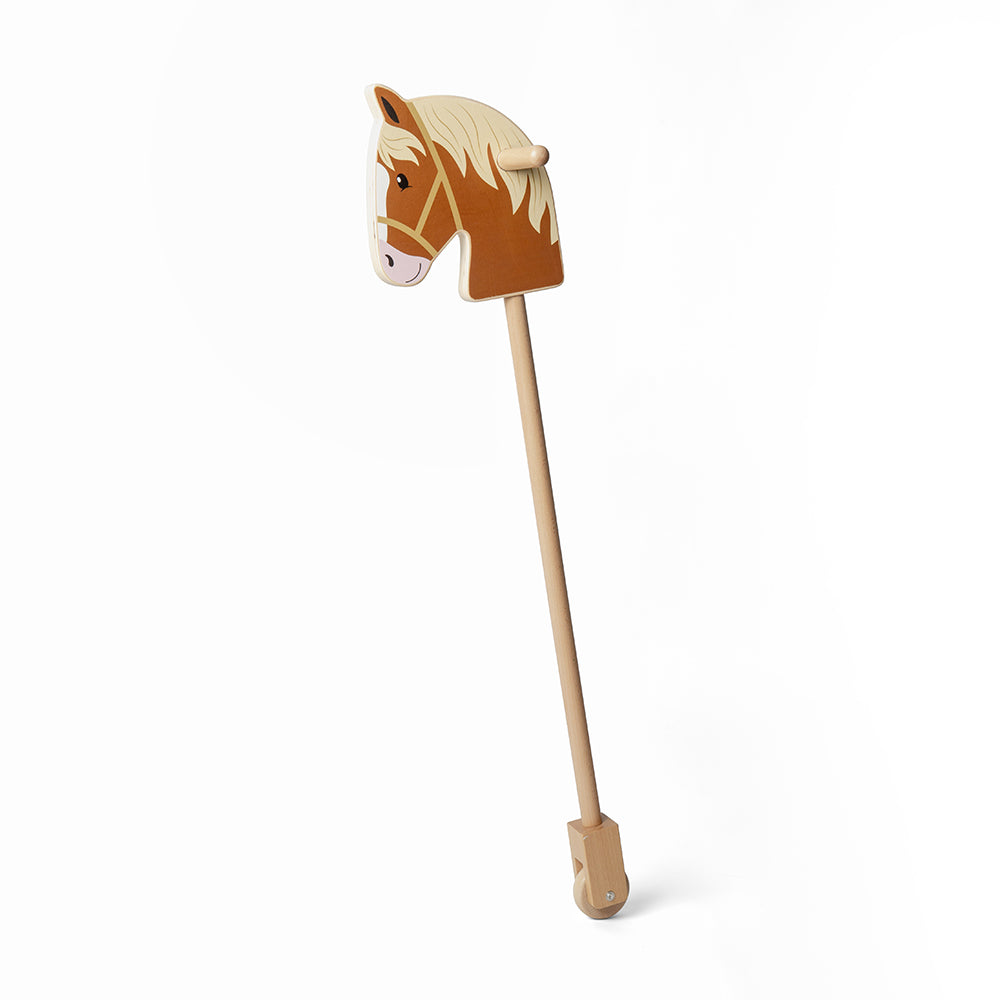 Wooden Hobby Horse With Wooden Wheels & Handles, 84cm Tall