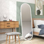 Oval Full Length Mirror With Metal Frame Hanging Or Leaning | One Size | White
