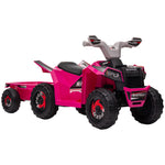Electric Quad Bike, 6v Kids Ride-on Atv With Back Trailer | Pink