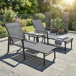 Sun Lounger W/ Retractable Footrest, 5-position Adjustable | Set-of-2 | Grey