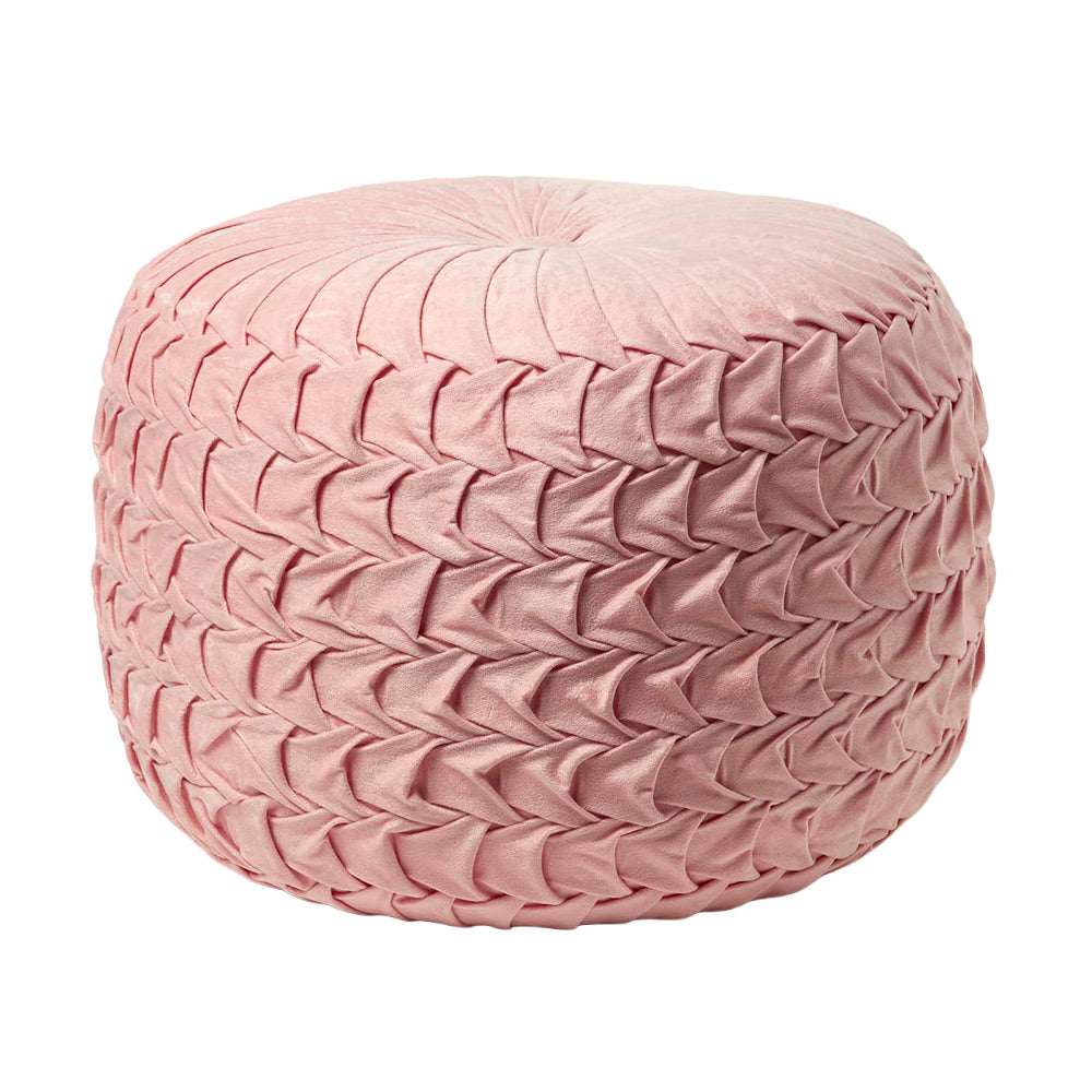 Grace Pleated Velvet Pouffe | 50cm x 35cm | Pink