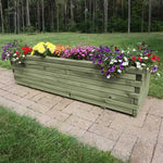 Pine Wooden Trough Planter With Feet | 120cm x 42cm x 38cm | Green