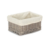 Small Wicker Grey Wash Lined Storage Tray | Small | Gray