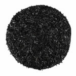 Dallas Leather Shaggy Rug | 150cm | Black