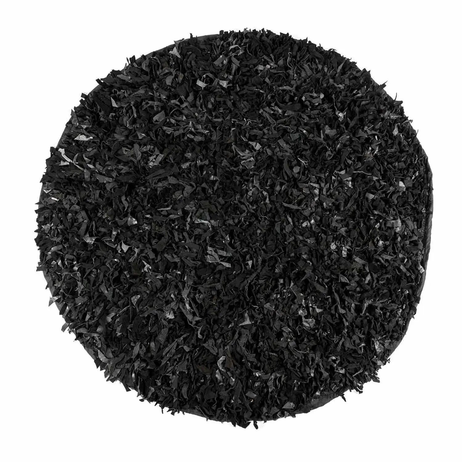 Dallas Leather Shaggy Rug | 150cm | Black