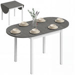 HOMCOM Foldable Dining Table, Solid Wood Drop Leaf Table, Grey
