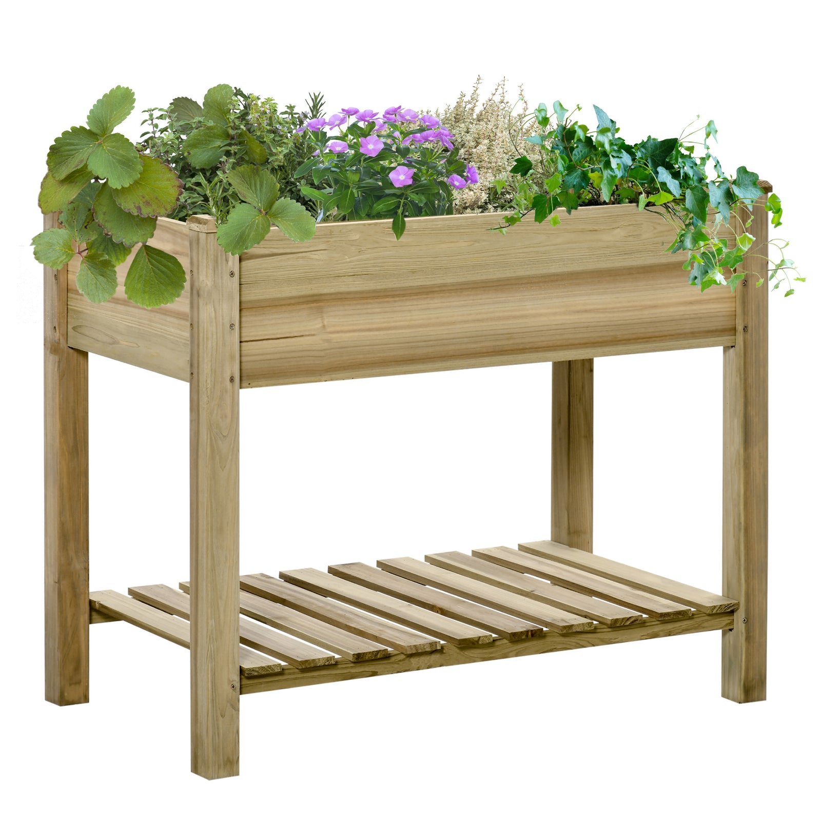 Raised Garden Bed With Legs And Shelf