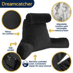 Deluxe Reading Pillow Detachable Headrest, Shredded Memory Foam Cuddle Cuddle Cushion Backrest Arm Support | XL | Black