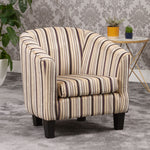 Aurora 69cm Wide Striped Fabric Tub Chair With Dark And Light Wooden Legs | Beige