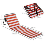 Garden Beach Chair Mat, Sun Lounger Seats With Adjustable | Orange & White