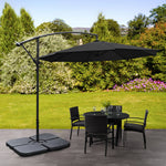 3m Banana Cantilever Patio Parasol For Outdoor Sunshade And Rain With A Cross Base And A Square Base | One Size | Black