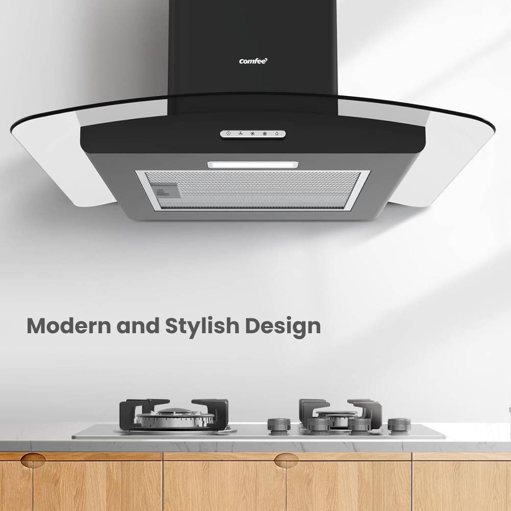 60cm Chimney Cooker Range Hood Kitchen Extractor With 3-speed Modes | Black