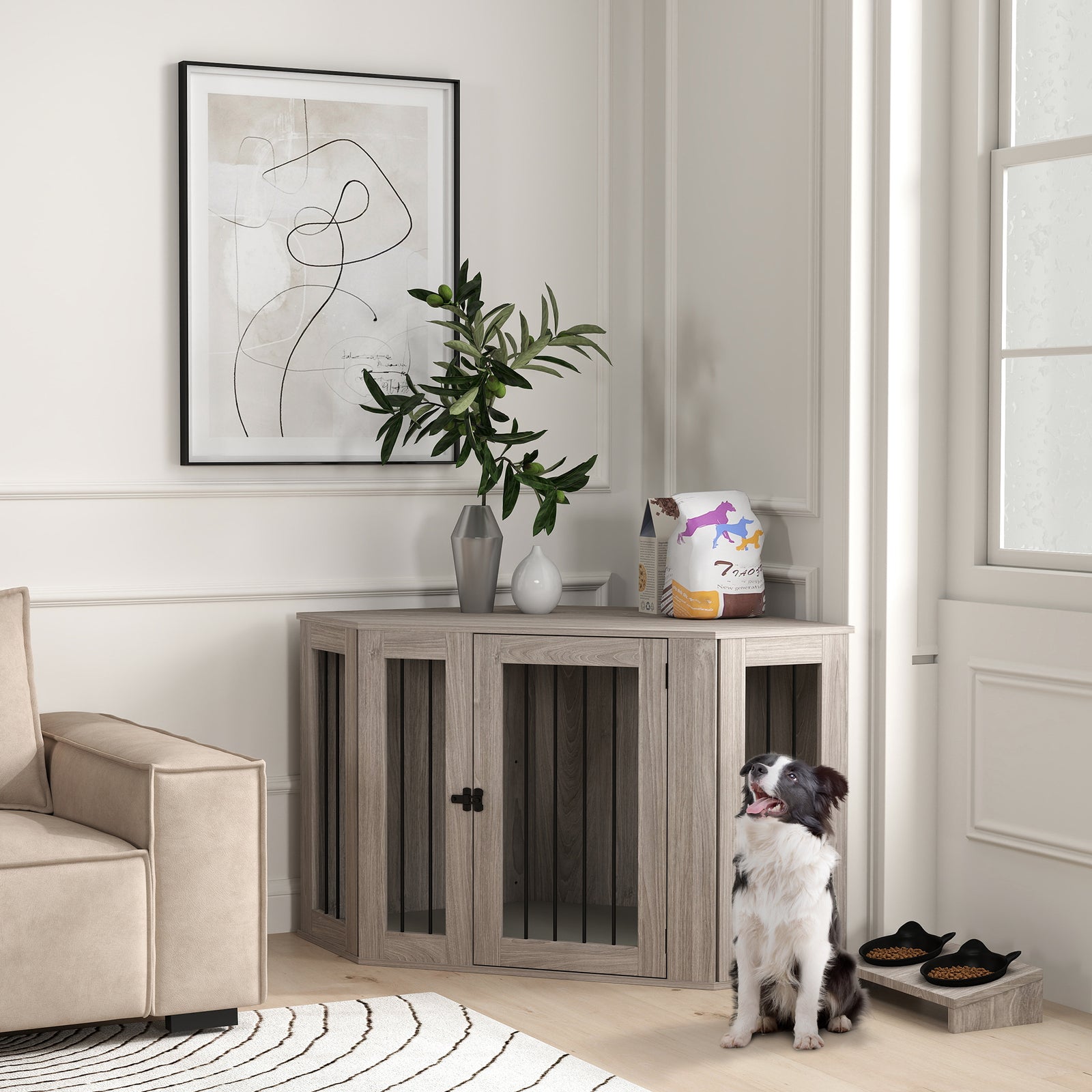 Dog Crate W/ Cushion, Door - Large Dogs | Brown