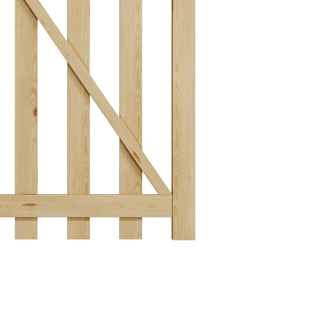 76cm/90cm/120cm Wx120cm H Classic Wooden Garden Gate With Lock Natural Finish, Vertical Slat Design | Large | Natural