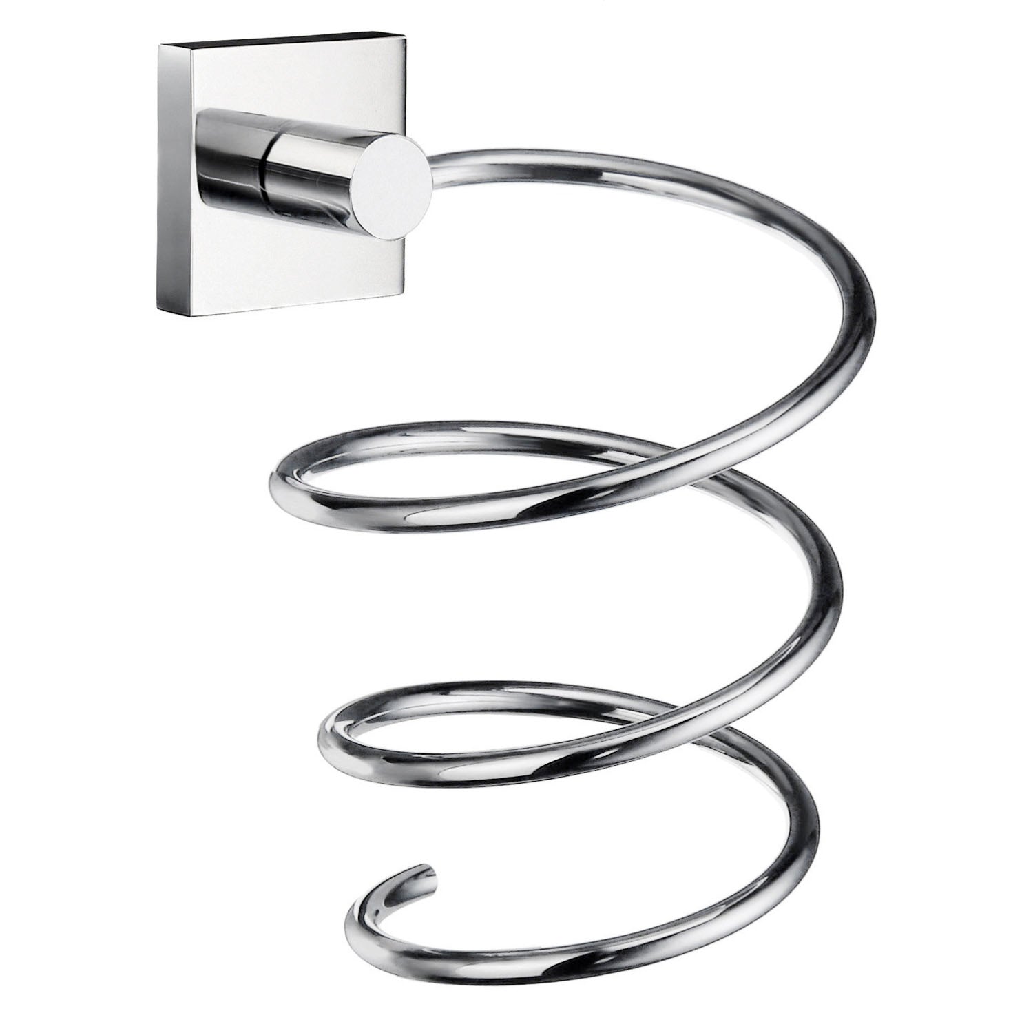 Hair Dryer Wall Mounted Spiral Holder Station For Bathrooms | Polished Chrome