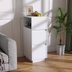 Minimalist Bedside Table With Drawers | White
