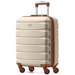 55x40x20cm Lightweight Luggage Hard Shell Cabin Suitcase 60+ Airlines Approved - Carry On Case - 4 Wheels | 55 x 40 x 20cm | Cream