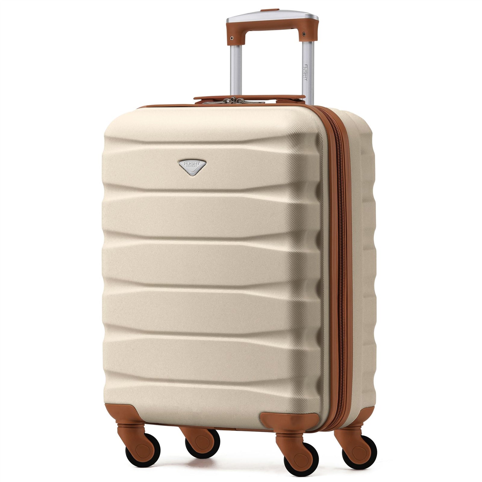 55x40x20cm Lightweight Luggage Hard Shell Cabin Suitcase 60+ Airlines Approved - Carry On Case - 4 Wheels | 55 x 40 x 20cm | Cream