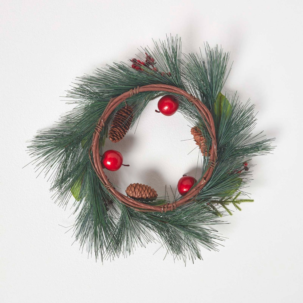 HOMESCAPES Red Apple And Berries Christmas Wreath