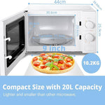 700w Countertop Microwave Oven, 20l Compact Microwave With Dual Control Knobs | White