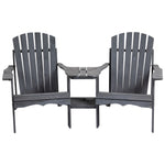 Wooden Double Adirondack Chair W/ Table & Umbrella Hole | Dark Gray