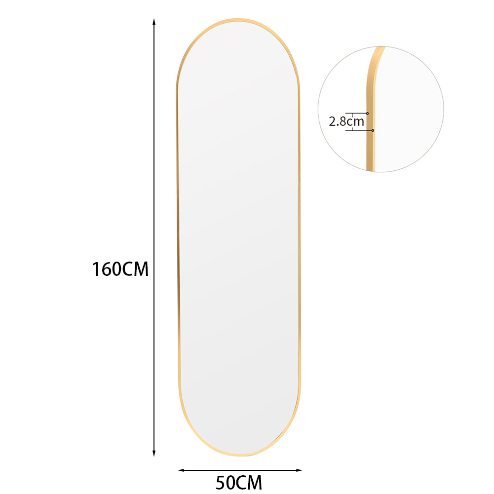 50x160cm Gold Modern Metal Oval Full Length Wall Mirror