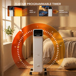 Oil-filled Electric Radiator 2500w With Thermostat, 9 Hour Timer | White