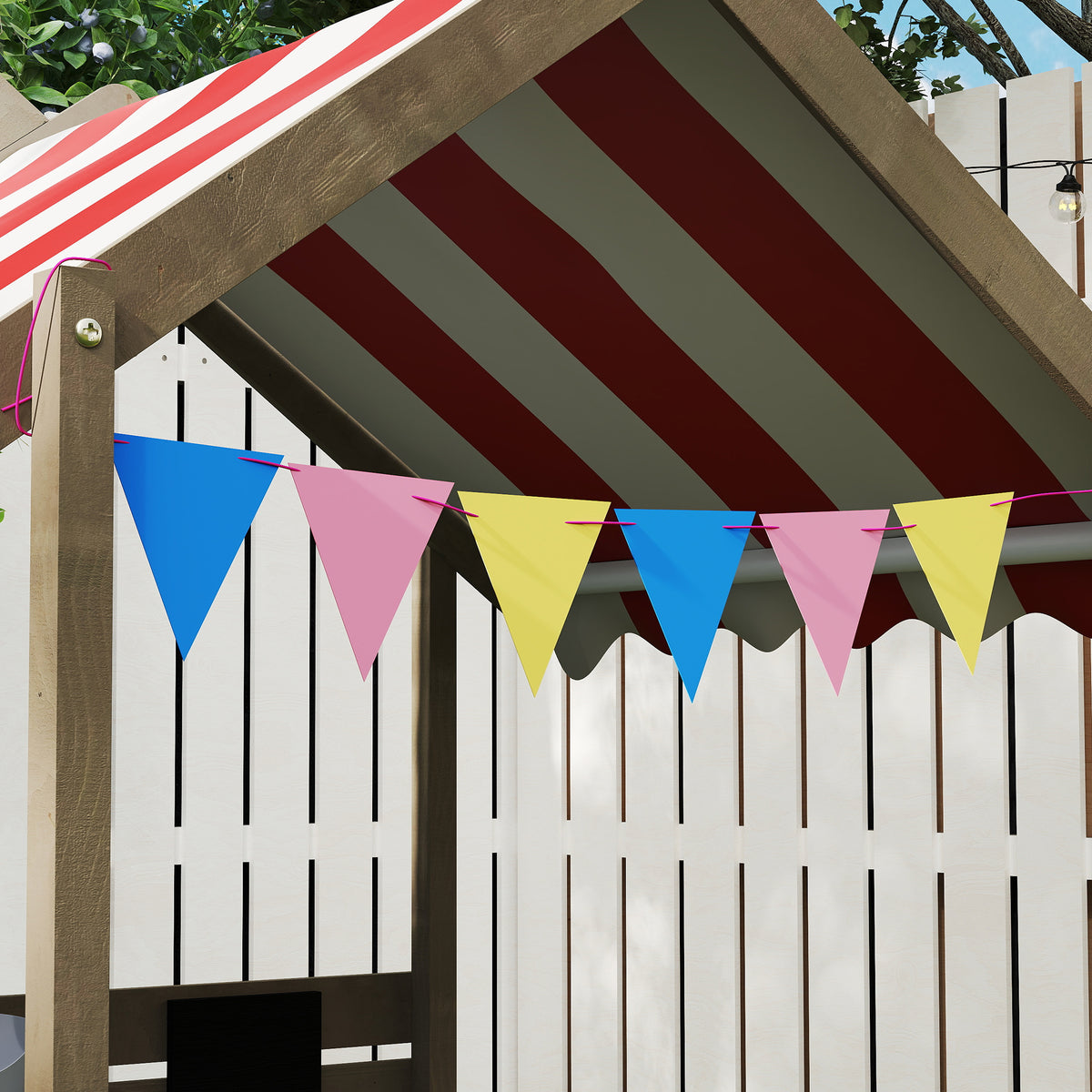 Sand Pit With Canopy, Blackboard, Toys, Sink, Seats, Flags For Kids | Grey