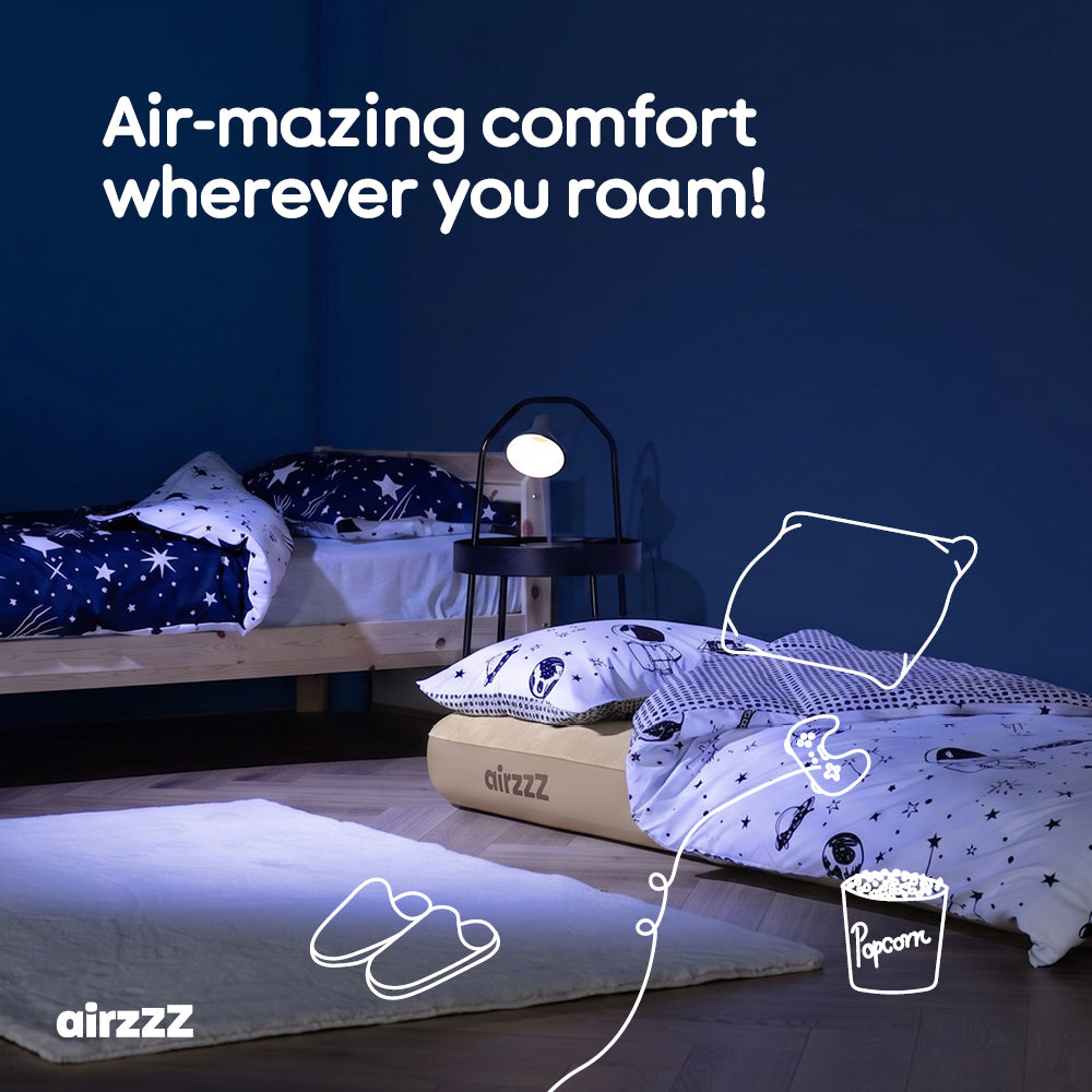 airzzZ Flocked Airbed Quick Inflation Deflation Guest Bed