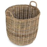 Tall Round Fireside Grey Rattan Log Basket | Small | Brown