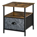 Industrial Nightstand, Drawer, Steel Frame