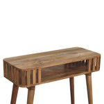 Slatted Oak-ish Console,1 Open Slot, Beige