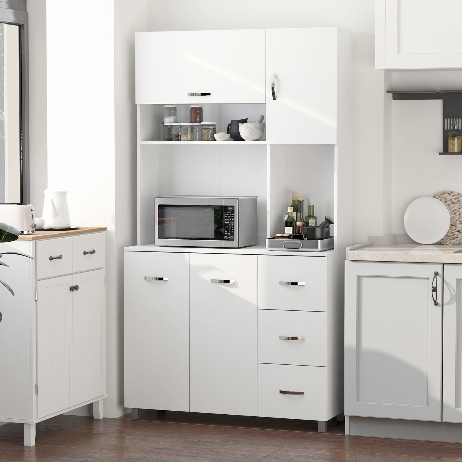 Freestanding Kitchen Storage Cabinet With Drawers