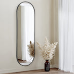 40x120cm Modern Oval Metal Full Length Wall Mirror | Black