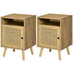 Set Of 1/2 Nightstand Rattan Bedside Table With Cabinet | Set of 2 | Natura