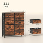 HOMCOM Fabric Chest Of Drawers, 10 Drawer Dresser For Bedroom