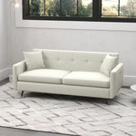 2 Seater Sofa 165cm Fabric Couch With Wood Legs And Pockets | One Size | Beige