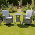 Hampton Rattan 2 Seat Bistro Set In Dove Grey | 2 Seat | Light Grey