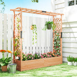 Raised Garden Bed With Trellis 196x44x181cm Natural