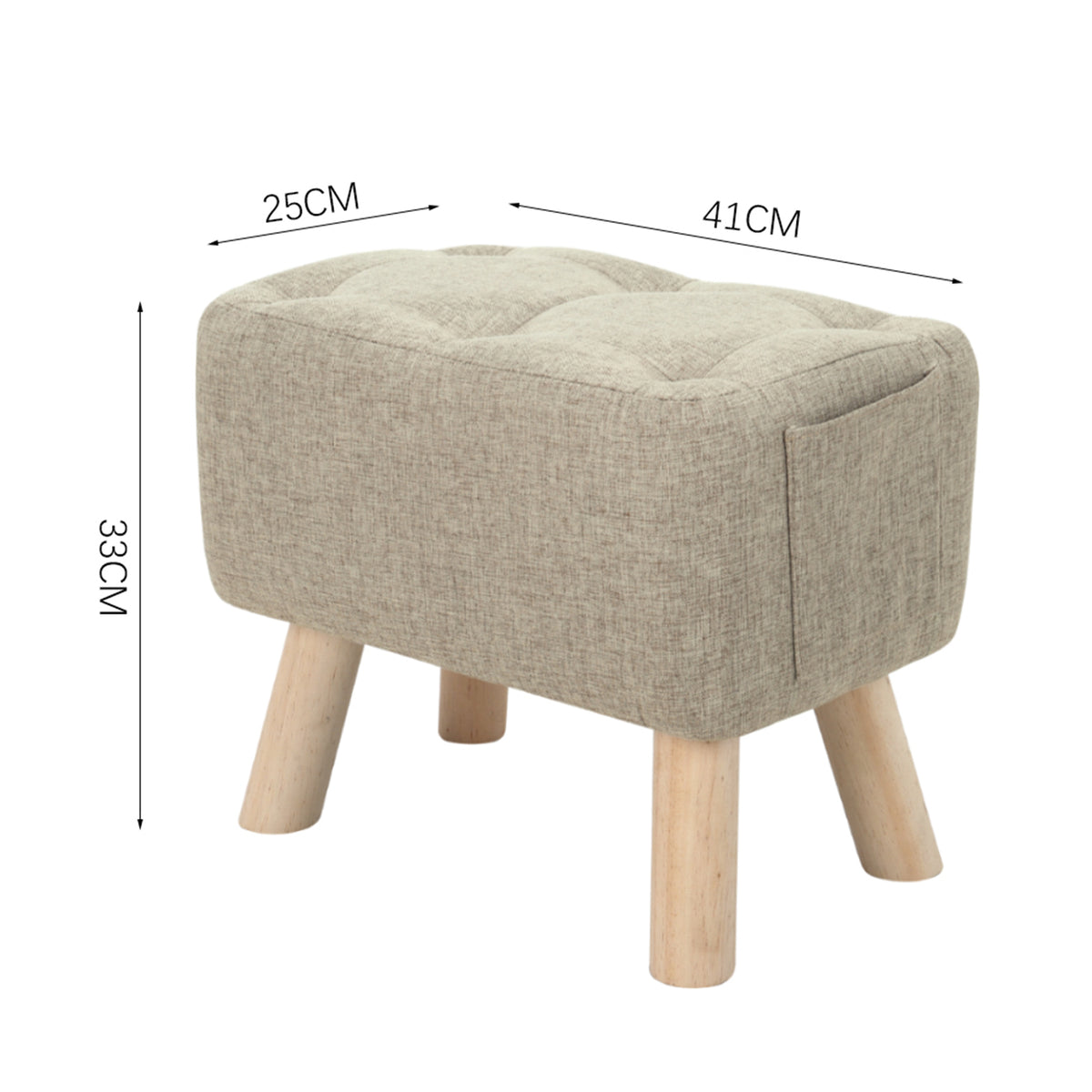 Living and Home Linen Upholstered Ottoman Footstool With Pocket
