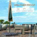 Garden Parasol Cover For 2-4m Outdoor Umbrella Uv Protector | Khaki