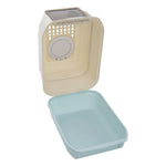 Large Hooded Top Entry Cat Litter Box With Scoop | Sky Blue