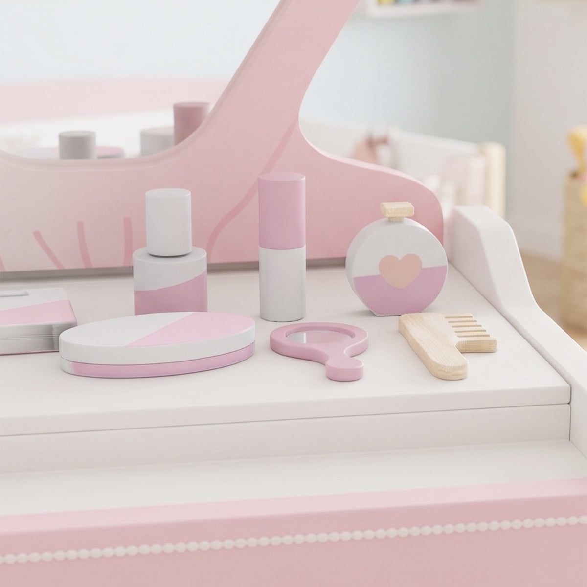 AIYAPLAY Kids Dressing Table, Portable Dressing Table With Lights
