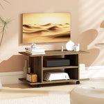 HOMCOM Modern Tv Cabinet Stand Storage Shelves Table Mobile Walnut