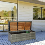 Outsunny Patio Wicker Storage Bench Box Garden Pe Rattan Pool Storage