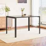 Rectangular Tempered Glass Dining Table For Kitchen Dining Room | Small | Black